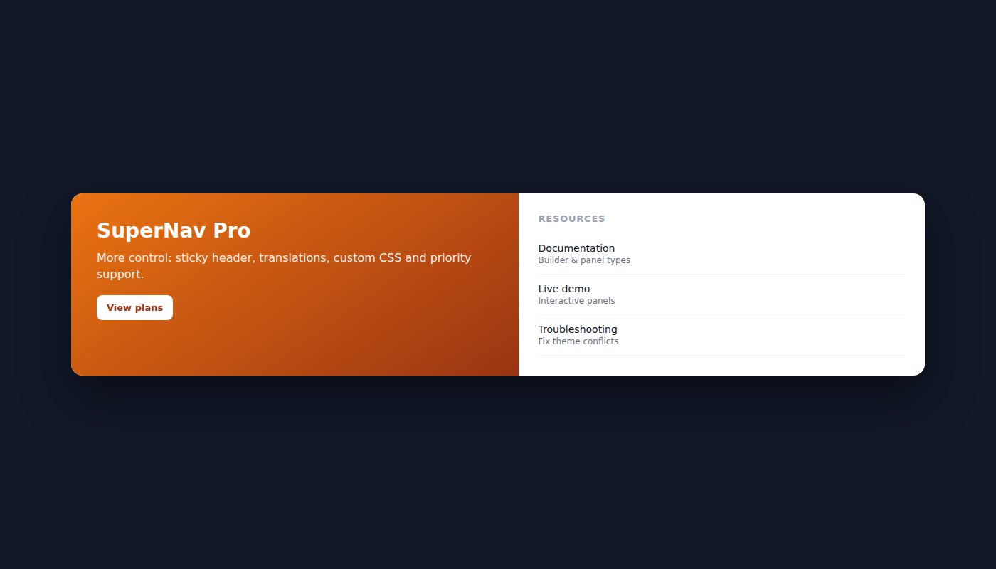 featured panel with image on the left and resources on the right